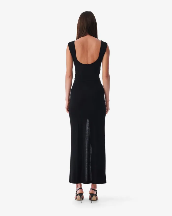 IRO RAE SQUARE NECK JERSEY CROP TOP Black Women Tops and Shirts
