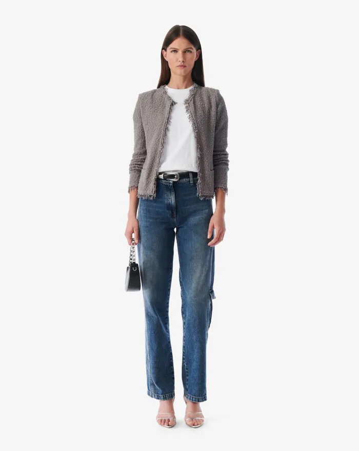 IRO SHAVANI CLASSIC FRINGED JACKET Fogged Blue Women Jackets and Coats
