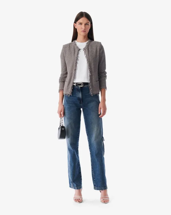 IRO SHAVANI CLASSIC FRINGED JACKET Fogged Blue Women Jackets and Coats