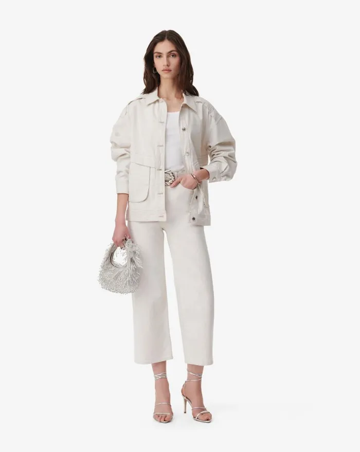 IRO ZANO OVERSIZED WASHED DENIM JACKET Beige Natural White Women Jackets and Coats