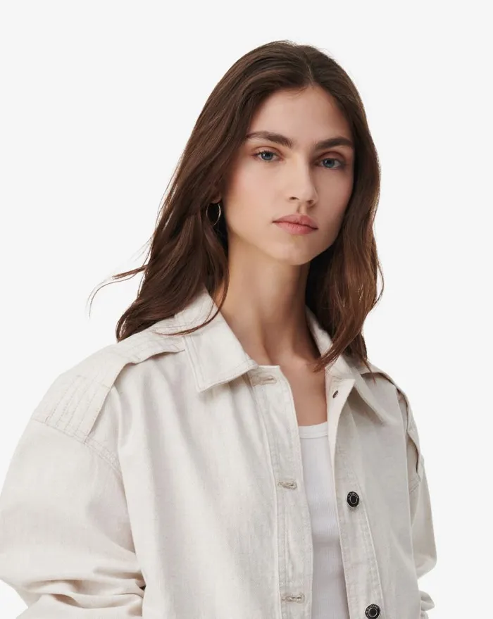 IRO ZANO OVERSIZED WASHED DENIM JACKET Beige Natural White Women Jackets and Coats