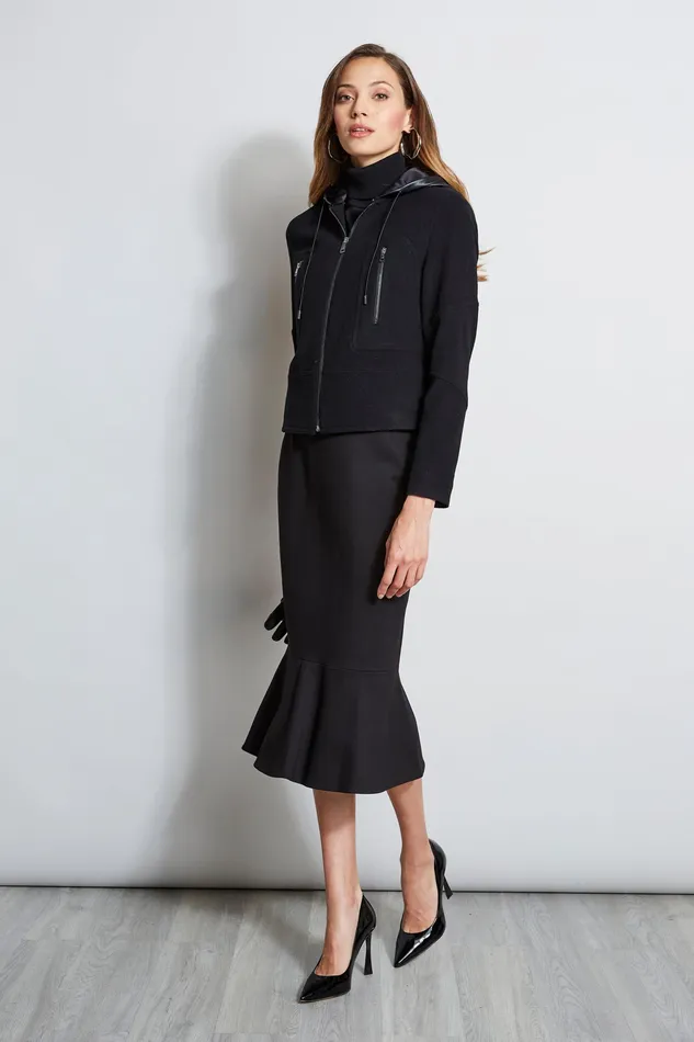 Jackets and Blazers Women Elie Tahari Wool Cropped Hooded Jacket BLACK