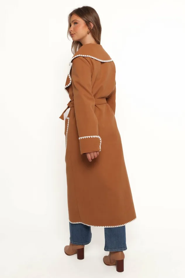 Jackets and Coats Women Brexley Contrast Hem Coat Tan Petal and Pup