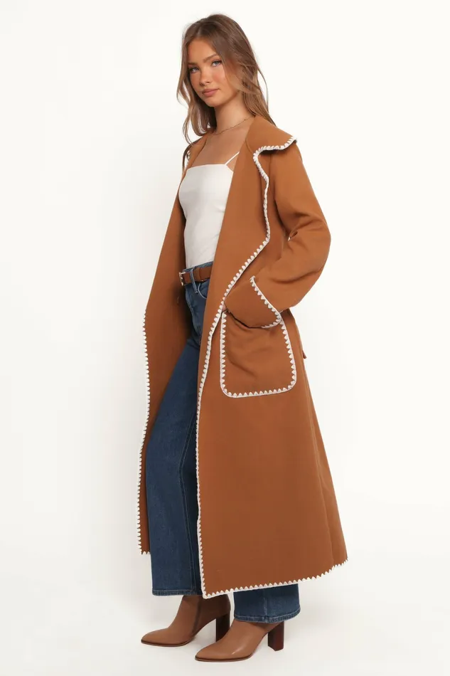 Jackets and Coats Women Brexley Contrast Hem Coat Tan Petal and Pup