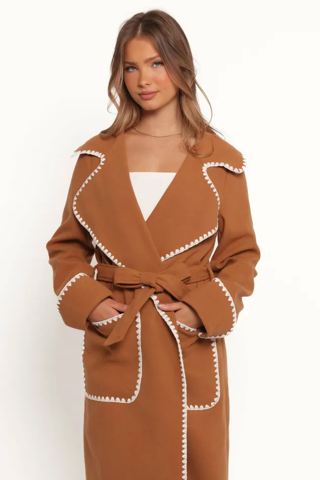 Jackets and Coats Women Brexley Contrast Hem Coat Tan Petal and Pup