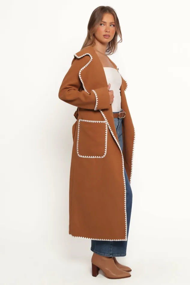 Jackets and Coats Women Brexley Contrast Hem Coat Tan Petal and Pup