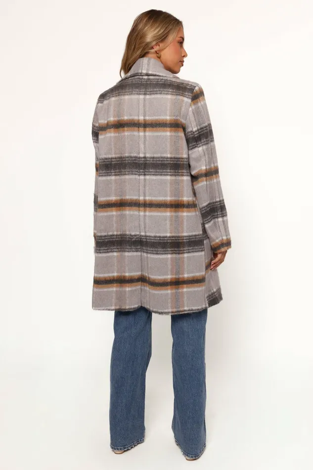 Jackets and Coats Women Zella Long Coat Grey Multi Petal and Pup