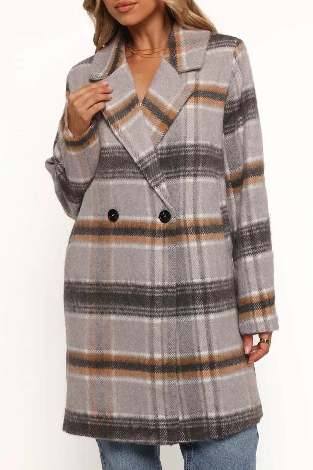 Jackets and Coats Women Zella Long Coat Grey Multi Petal and Pup