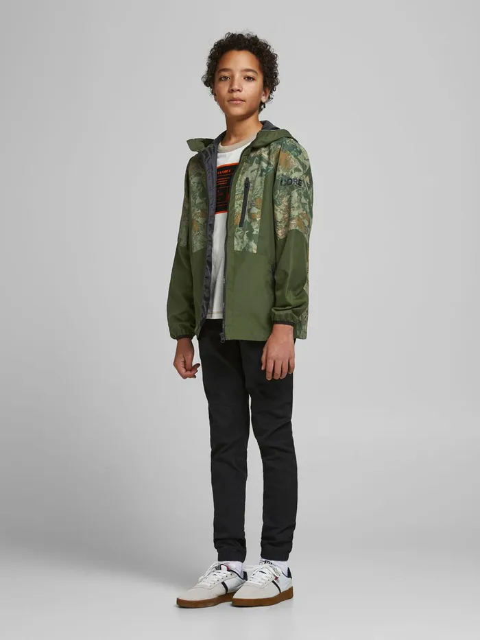 Jackets JACK and JONES Junior BOYS COLOUR BLOCK HOOD LIGHTWEIGHT JACKET Green Rifle Green