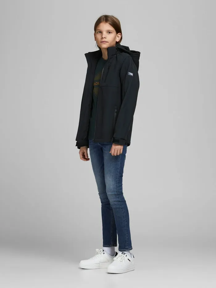 Jackets JACK and JONES Junior BOYS HOODED SOFTSHELL JACKET Black Black