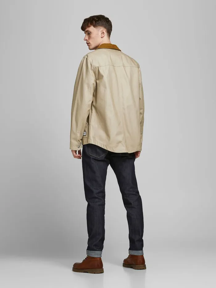 Jackets JACK and JONES Mens CORDUROY COLLAR COTTON JACKET Beige Crockery