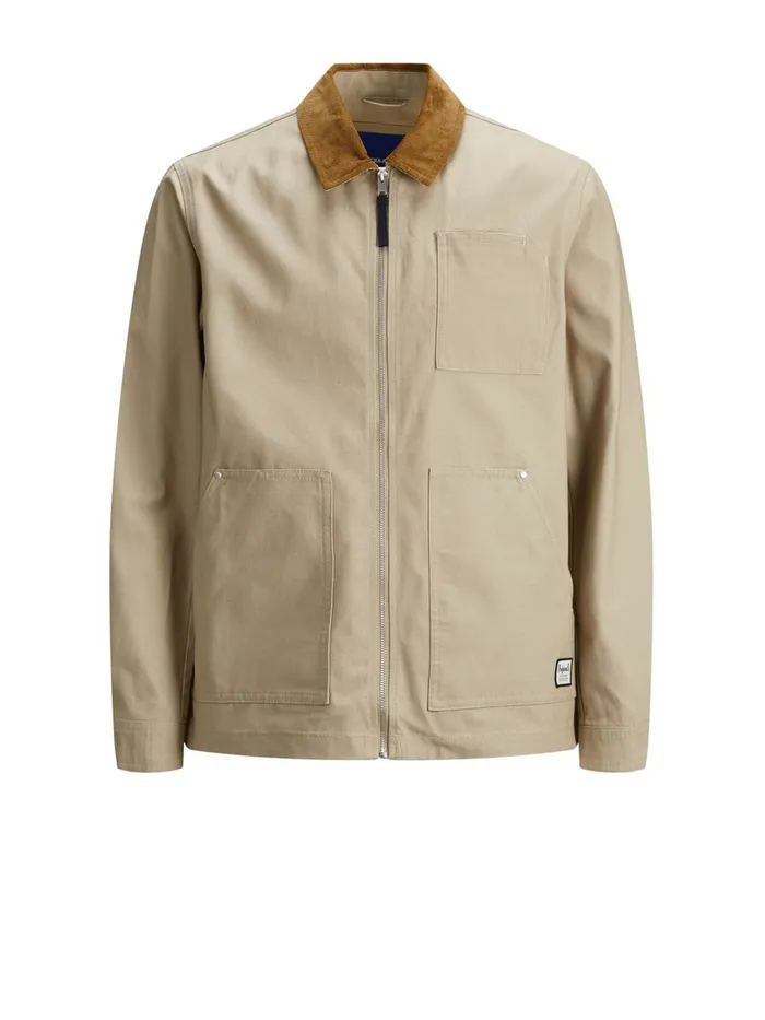 Jackets JACK and JONES Mens CORDUROY COLLAR COTTON JACKET Beige Crockery
