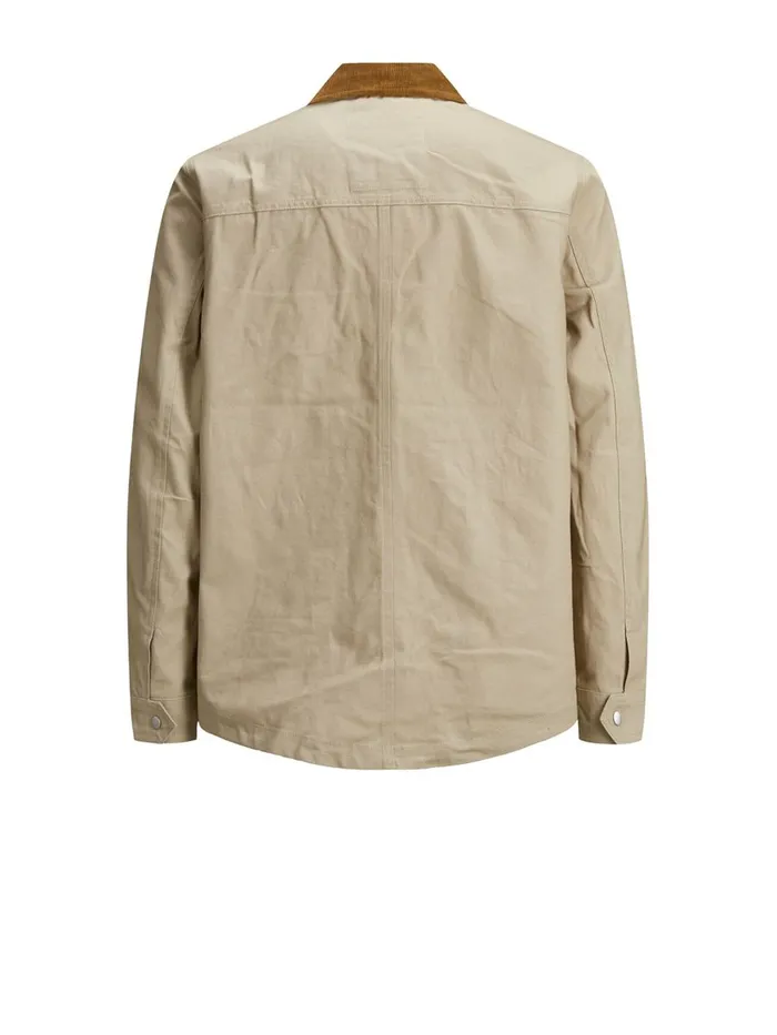 Jackets JACK and JONES Mens CORDUROY COLLAR COTTON JACKET Beige Crockery