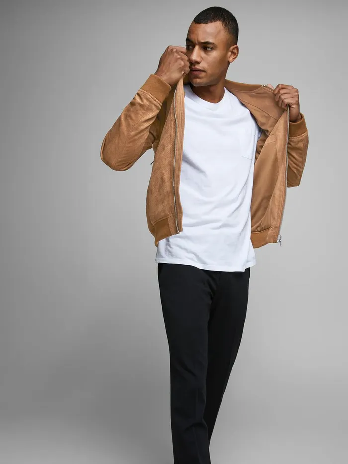 Jackets JACK and JONES Mens FAUX SUEDE BOMBER JACKET Brown Toffee