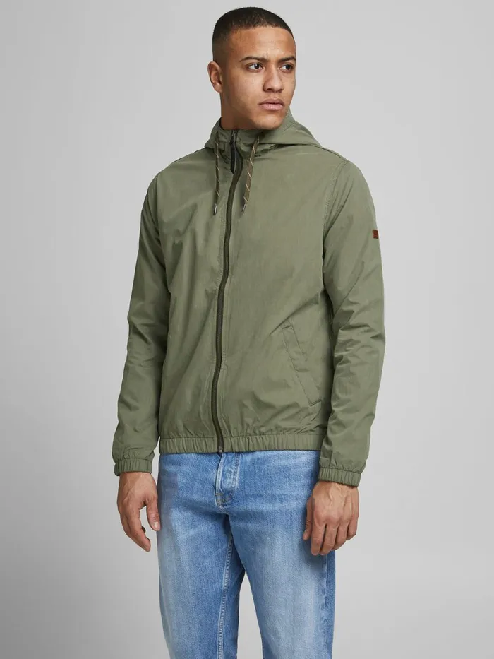 Jackets JACK and JONES Mens HOODED JACKET Green Dusty Olive