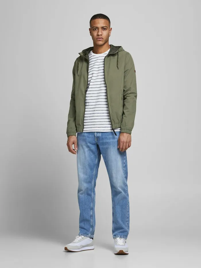 Jackets JACK and JONES Mens HOODED JACKET Green Dusty Olive