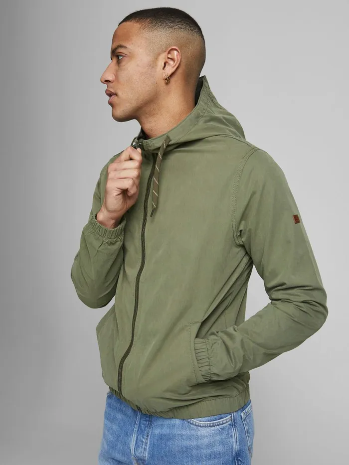 Jackets JACK and JONES Mens HOODED JACKET Green Dusty Olive