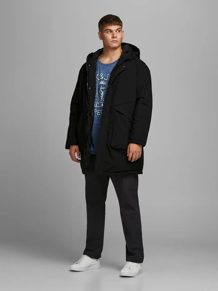 Jackets JACK and JONES Mens HOODED PLUS SIZE JACKET Black Black