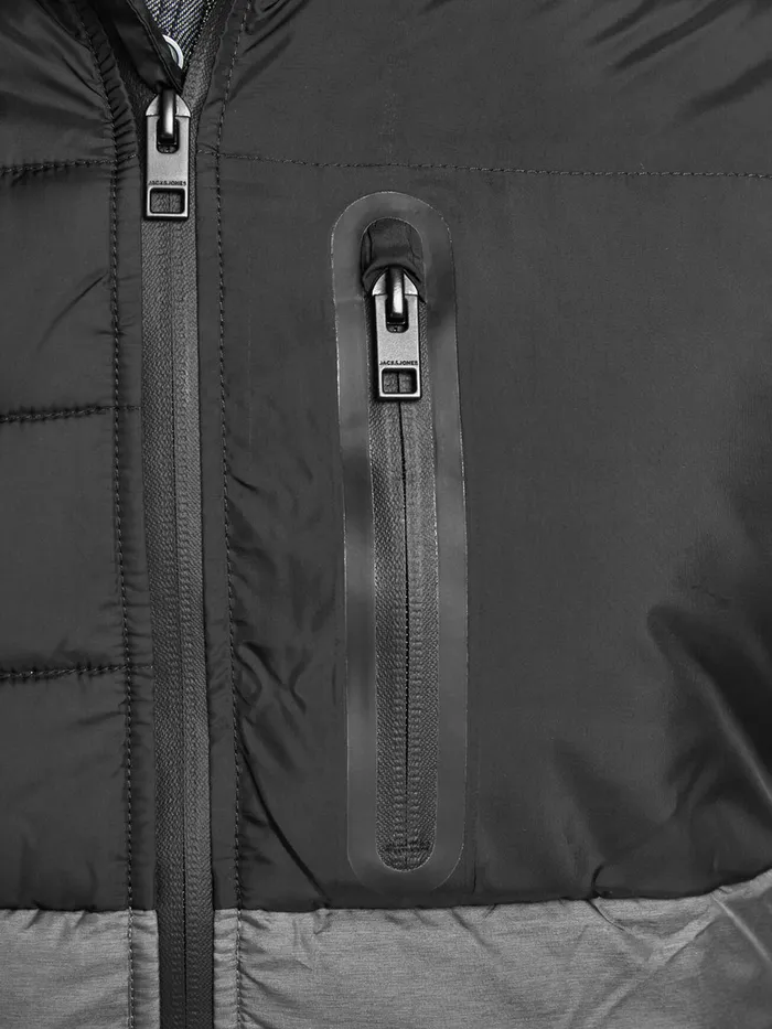 Jackets JACK and JONES Mens HOODED PUFFER JACKET Grey Black