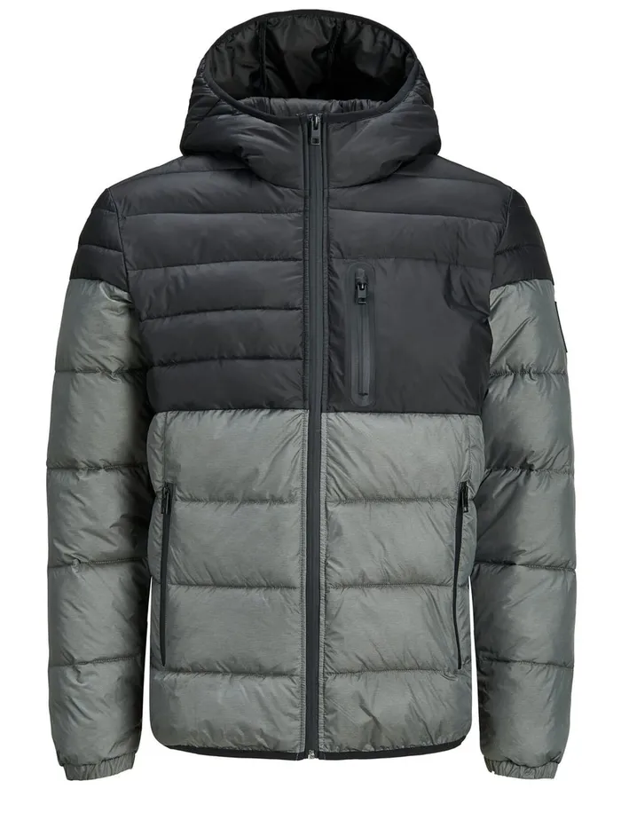 Jackets JACK and JONES Mens HOODED PUFFER JACKET Grey Black