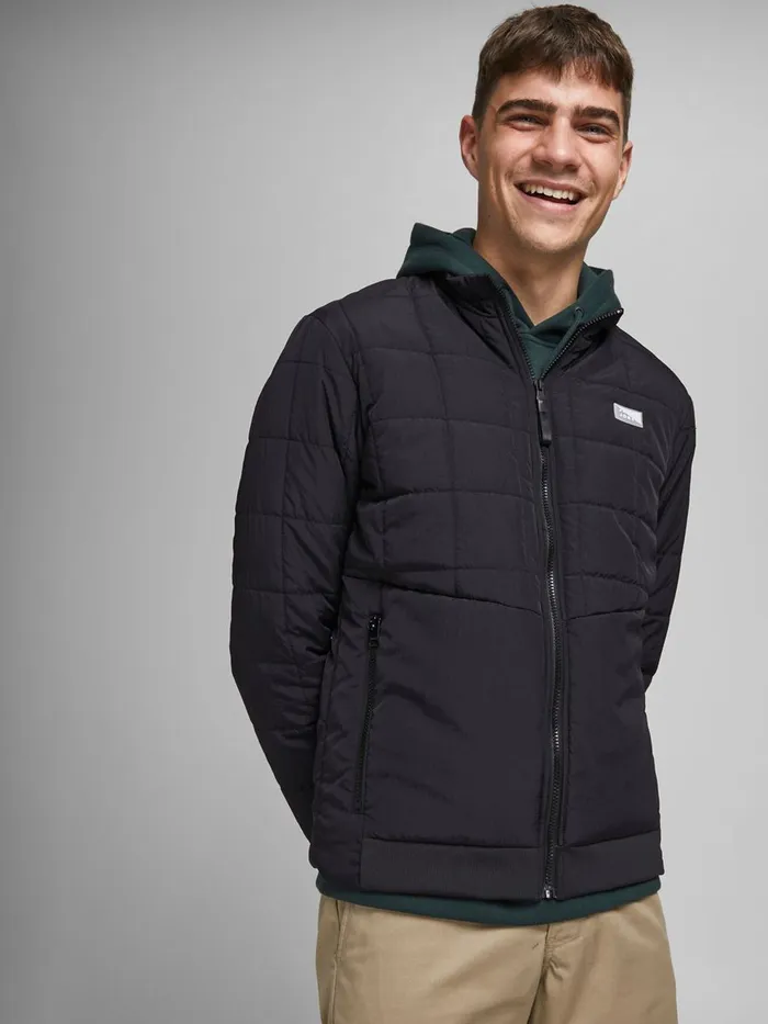 Jackets JACK and JONES Mens QUILTED ZIPPED JACKET Black Black