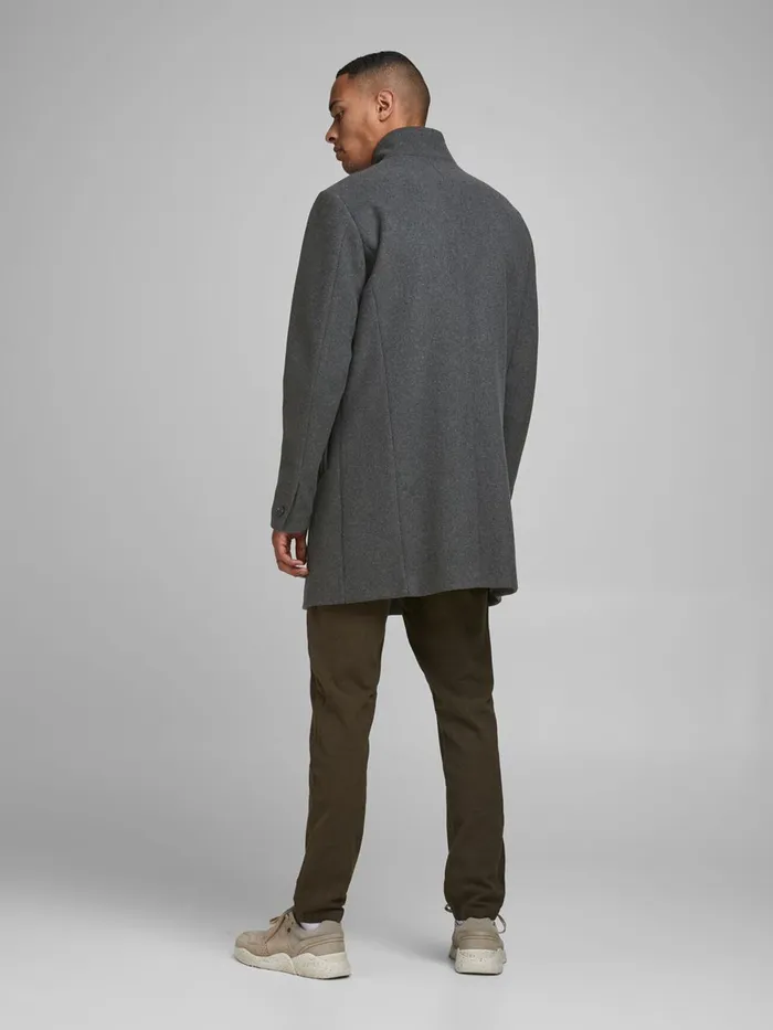Jackets JACK and JONES Mens RECYCLED WOOL BLEND COAT Grey Dark Grey Melange
