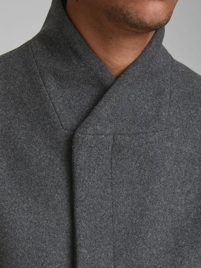 Jackets JACK and JONES Mens RECYCLED WOOL BLEND COAT Grey Dark Grey Melange
