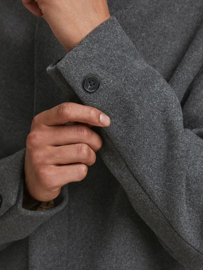 Jackets JACK and JONES Mens RECYCLED WOOL BLEND COAT Grey Dark Grey Melange