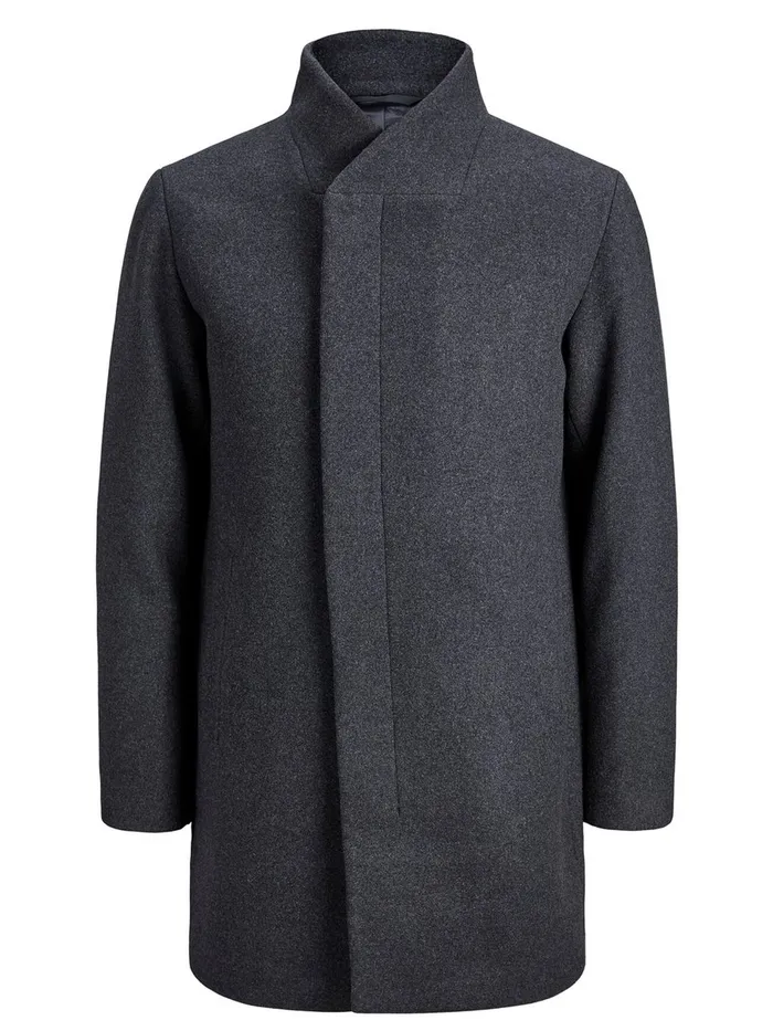 Jackets JACK and JONES Mens RECYCLED WOOL BLEND COAT Grey Dark Grey Melange