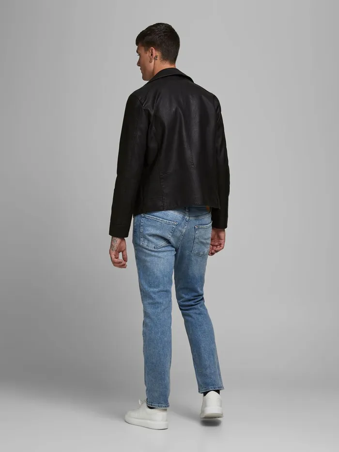 Jackets JACK and JONES Mens SIMPLE FAUX LEATHER JACKET Black Black