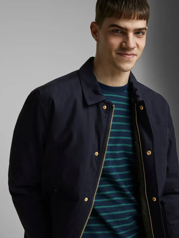 Jackets JACK and JONES Mens UTILITY COTTON JACKET Blue Dark Navy