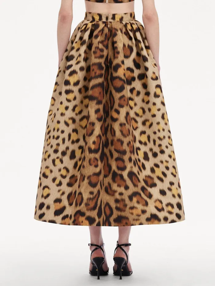 Jaguar Faille Skirt Beige Multi Women Oscar De La Renta Pants and Skirts