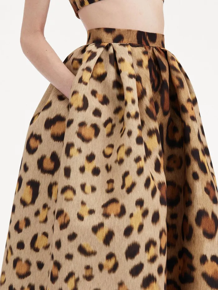 Jaguar Faille Skirt Beige Multi Women Oscar De La Renta Pants and Skirts