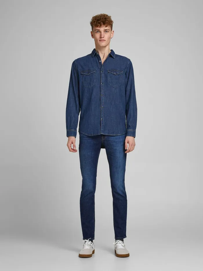Jeans JACK and JONES Mens GLENN FELIX AM 566 LID SLIM FIT JEANS Blue Blue Denim