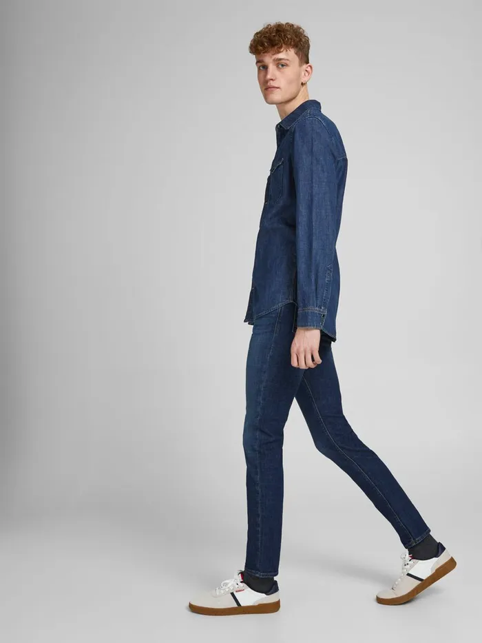 Jeans JACK and JONES Mens GLENN FELIX AM 566 LID SLIM FIT JEANS Blue Blue Denim