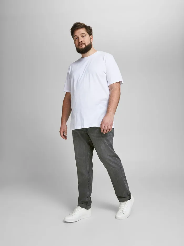 Jeans JACK and JONES Mens GLENN ORIGINAL AM 010 PLUS SIZE SLIM FIT JEANS Grey Black Denim