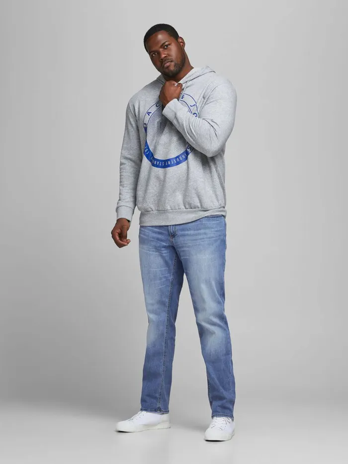 Jeans JACK and JONES Mens GLENN ORIGINAL AM 815 PLUS SIZE SLIM FIT JEANS Blue Blue Denim