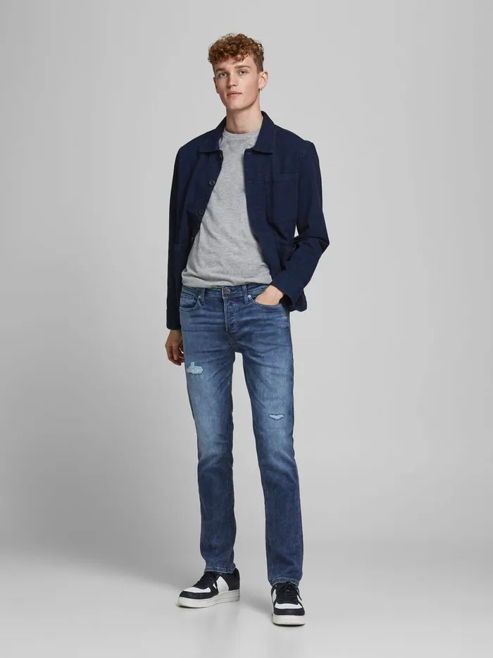 Jeans JACK and JONES Mens TIM ORIGINAL AM 213 SLIMSTRAIGHT FIT JEANS Blue Blue Denim