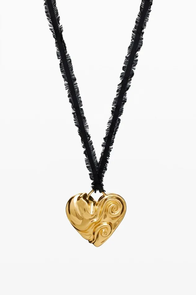 Jewelry Women Desigual Zalio Goldplated Heart Pendant With Ribbon Materialfinishes
