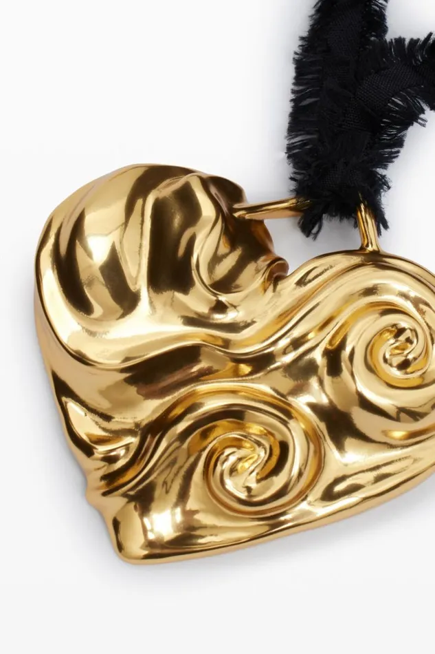 Jewelry Women Desigual Zalio Goldplated Heart Pendant With Ribbon Materialfinishes