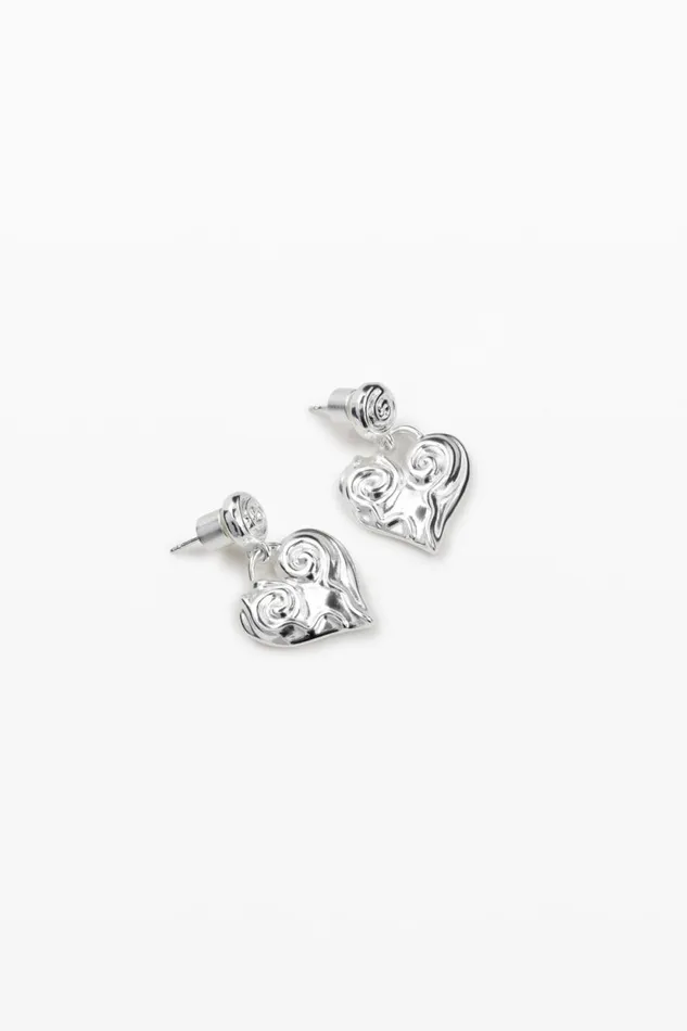 Jewelry Women Desigual Zalio Silverplated Heart Earrings Black