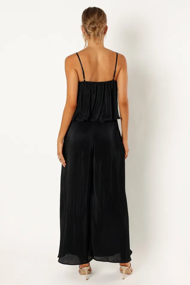 Jillian Plisse Jumpsuit Black Women Jumpsuits and Rompers Petal and Pup