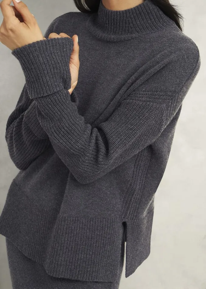 Jumpers and Cardigans Women HOBBS Gaskell Coord Wool Cotton Jumper Dark Grey Marl