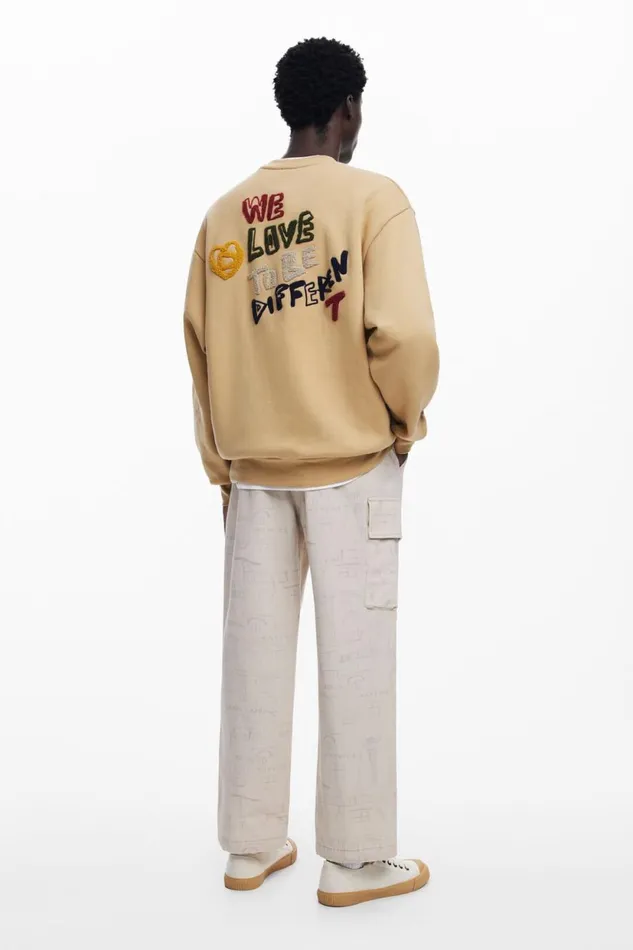 Jumpers And Sweatshirts Men Desigual Embroidered Sweatshirt Brown