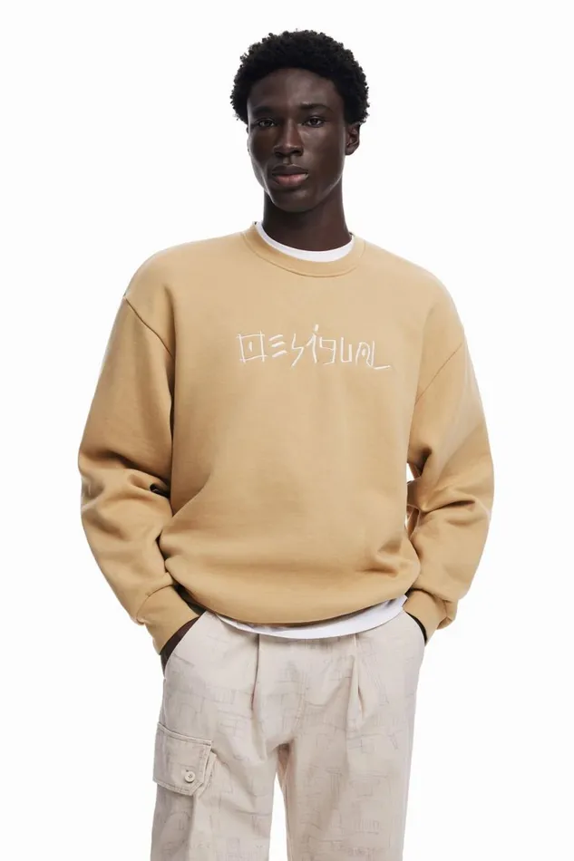 Jumpers And Sweatshirts Men Desigual Embroidered Sweatshirt Brown