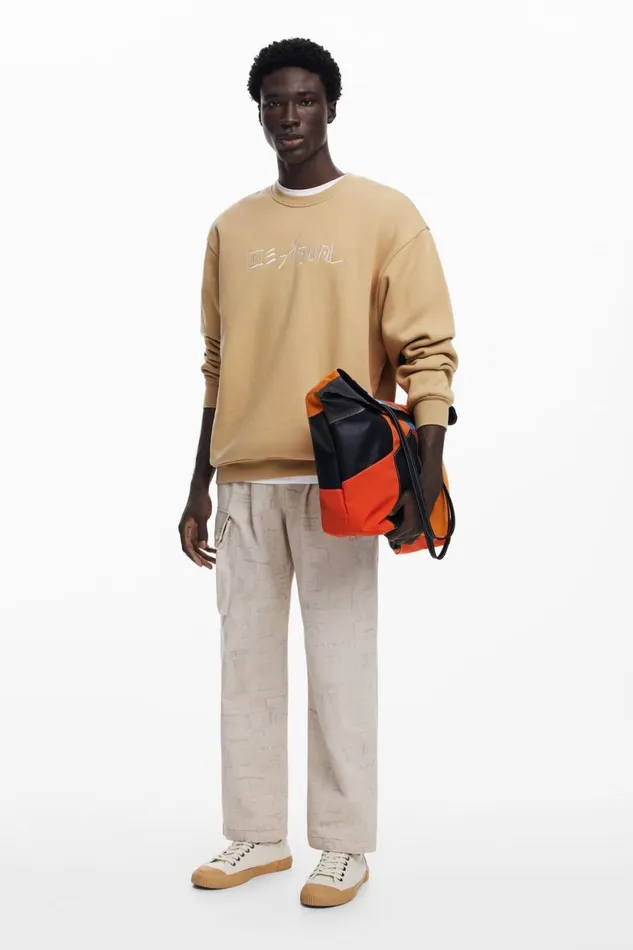 Jumpers And Sweatshirts Men Desigual Embroidered Sweatshirt Brown