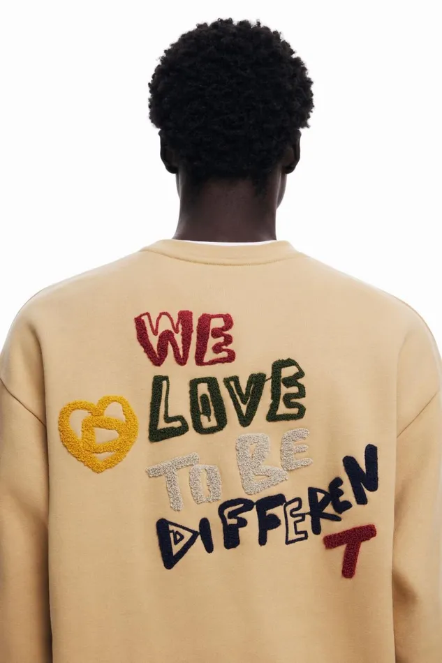 Jumpers And Sweatshirts Men Desigual Embroidered Sweatshirt Brown