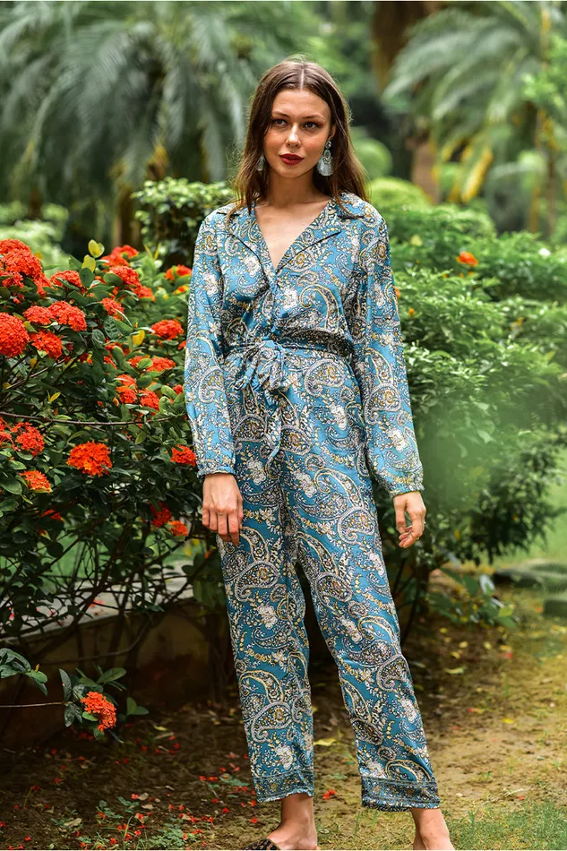 Jumpsuits Hailee Blue Paisley Print Jumpsuit With Pockets 8211 America and Beyond Women Jumpsuits Hailee Blue Paisley Print Jumpsuit With Pockets 8211 America and Beyond Women
