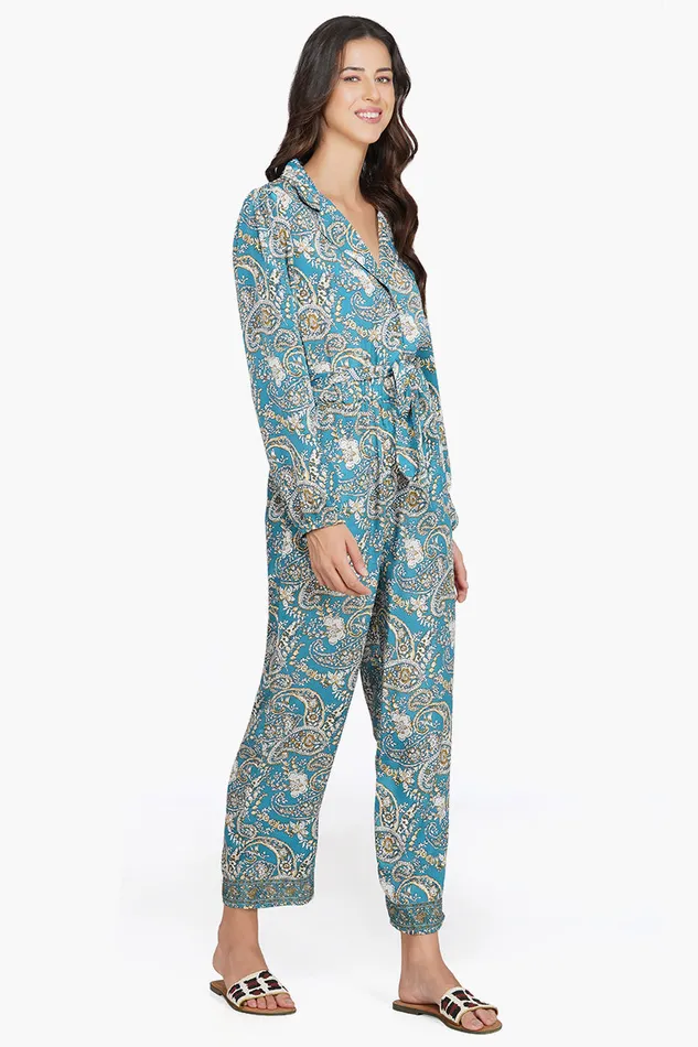 Jumpsuits Hailee Blue Paisley Print Jumpsuit With Pockets 8211 America and Beyond Women Jumpsuits Hailee Blue Paisley Print Jumpsuit With Pockets 8211 America and Beyond Women