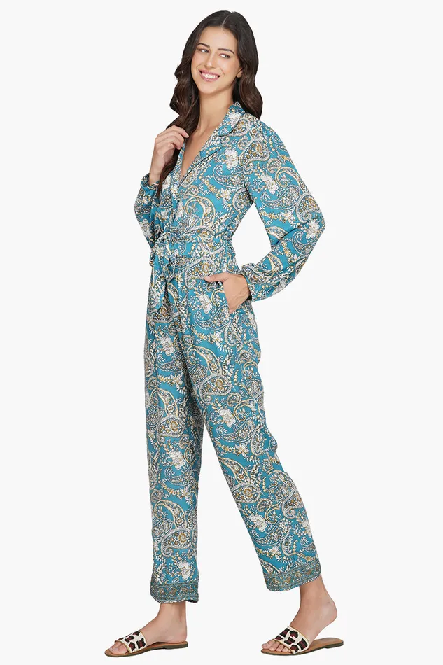 Jumpsuits Hailee Blue Paisley Print Jumpsuit With Pockets 8211 America and Beyond Women Jumpsuits Hailee Blue Paisley Print Jumpsuit With Pockets 8211 America and Beyond Women
